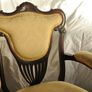 Antique Yellow brocade and mahogany chair Image 2
