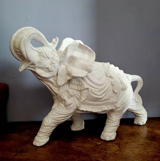 Mid-century XL glazed ceramic war elephant