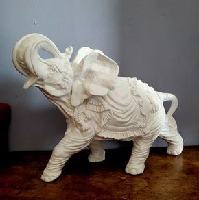 Mid-century XL glazed ceramic war elephant