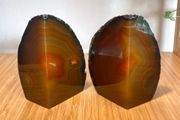 Set of Vintage Brown Agate Bookends Home Decor