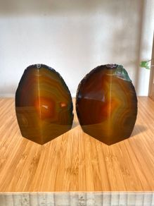 Set of Vintage Brown Agate Bookends Home Decor