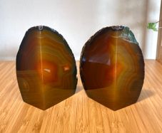 Set of Vintage Brown Agate Bookends Home Decor