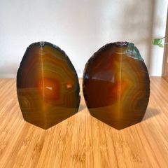 Set of Vintage Brown Agate Bookends Home Decor