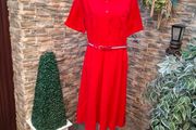 Vintage St Michael ruby red shirt dress