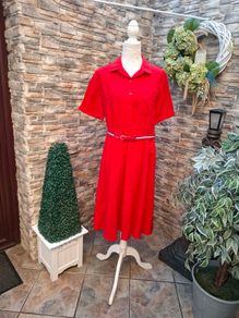 Vintage St Michael ruby red shirt dress