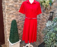 Vintage St Michael ruby red shirt dress