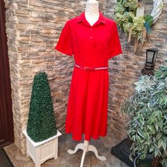 Vintage St Michael ruby red shirt dress