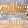 Beautiful Old Set of 24 Silver Plated Fish Cutlery, Presented in a Fitted Wooden Canteen Lined in Blue Fabric. JEWELLERS & SILVERSMITHS, Sutherland v Horne 10 South St. Andrew St. EDINBURGH Image 3