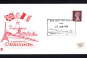1976 Great Britain illustrated cover celebrating the Anglo-French Supersonic Concorde with cancel of Bristol Bordeaux -Postal Association Concorde Inaugural Commercial Flight tying 7p mahin stamp