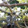 Moon and stars earrings, Handmade crystal jewellery, Pewter, Sterling Silver , Black Obsidian stars, Crystal healing Image 6