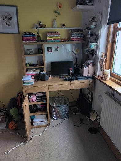 home work desk + standing mirror with storage