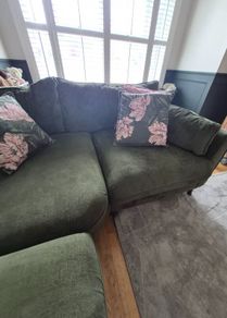 Olive Green 6-Seater Corner Sofa With Armchair