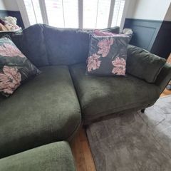 Olive Green 6-Seater Corner Sofa With Armchair