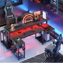 181CM L-Shaped Gaming Desk with RGB LED Lights, Power Outlets, USB Ports, Carbon Fibre Surface Image 6