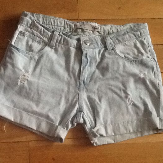Light blue denim shorts