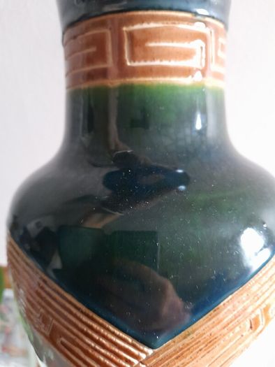 Clay decorative vase, hand painted H32 cm