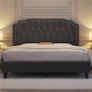 Double Upholstered Velvet Bed Frame with with Diamond Button Image 8