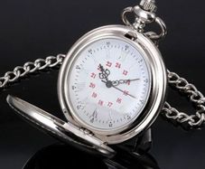 quartz pocket watch, and chain