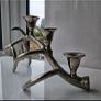 Silver Antler Candelabra Centerpiece 3 Taper Candle Holder Stag Decor Image 3