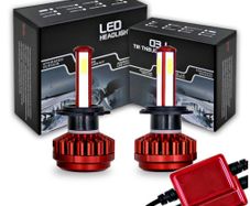 R7 Super Bright 4 Sides Emitting LED Auto Headlight DC9-36V 80W 8000Lumen 6000K H4 H7 Car Bulbs(Pack for 2)