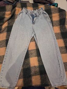 Zara light blue paperbag jeans