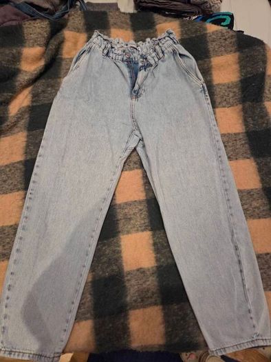 Zara light blue paperbag jeans