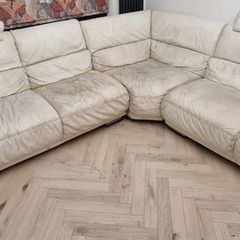 Large White leather sofa