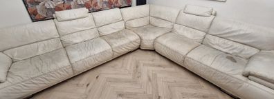 Large White leather sofa