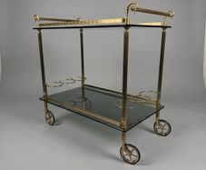 Hollywood Regency Brass & Glass Bar or Drinks Trolley