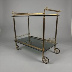 Hollywood Regency Brass & Glass Bar or Drinks Trolley