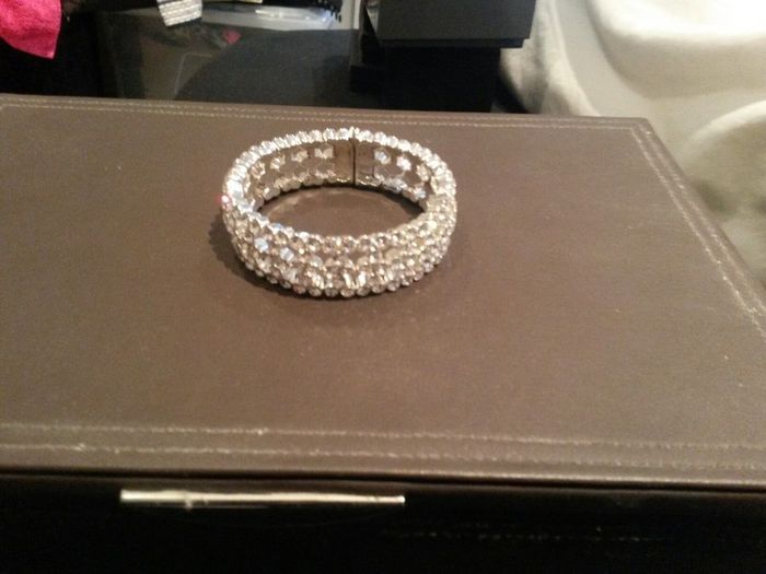 Selection of diamante bracelets, earrings and necklace