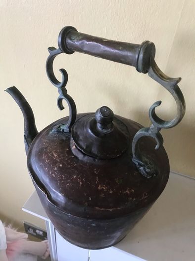 Large Antique 19th Century Brass & Copper Kettle