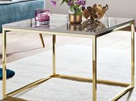 main image for ad Faux Marble Coffee Table 60 x 60 x 45 cm with Marble Look White/Gold | Living Room Table with Metal Frame | Square Sofa Table Living Room | Side Table