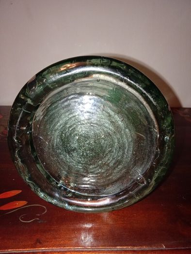 Collectable Bamboo Shaped Large Heavy Vase Green Recycled Glass.