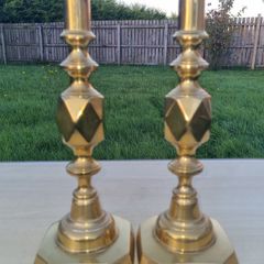 19th-century English brass candlesticks of the "King of Diamonds" type