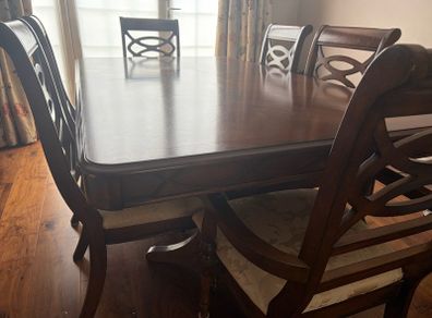 Ashley Furniture Extending Dining Table Solid Wood 6 Chairs