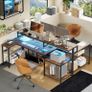 181CM L Shaped Corner Desk with Power Outlets LED Lights Gaming Desk Image 7