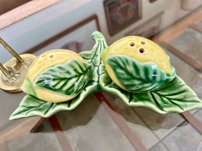 Vintage Collectable Portuguese Lemon Condiment  Shakers Bordallo Pinheiro
