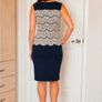 Marc Angelo Navy  White Lace Sleeveless Pencil Dress UK 12 Image 2