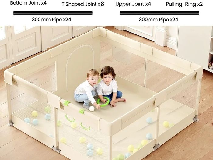 Baby Playpen for Babies and Toddlers, 47x47inch Small Play Pen for Indoors, Toddler Playpen for Apartment, Play Yard, Baby Activity Play Fence, 120x120cm Twins Playard
