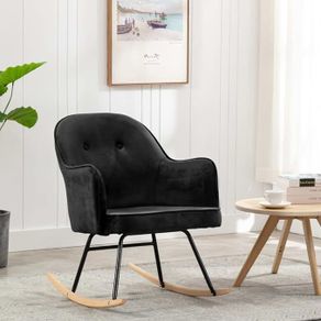 Velvet Rocking Chair with Beech Wood Legs  Modern Armchair for Living Room, Bedroom or Nursery