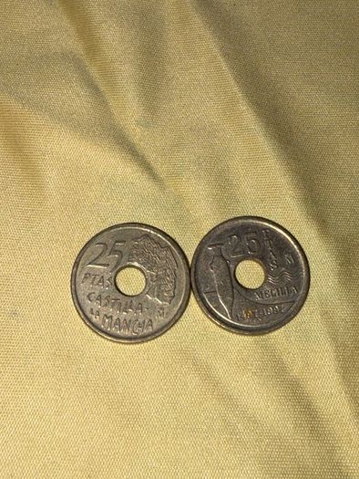 1996 & 1997 Spain 25 Pesetas Coins