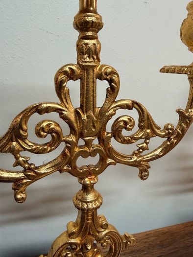 Pair of Gilt Brass Candelabras in Louis XIV Style