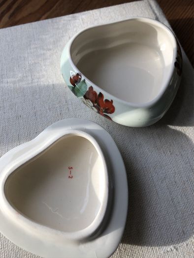 Vintage Trinket Box - Royal Worcester Palissy Heart Shaped Box