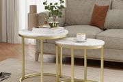 Marble-Effect Nest of Tables - Gold Tone/White