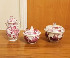 Rauenstein lidded sugar  bowls & Tettau jug antique porcelain  made in Germany 18th century to the early 19th century