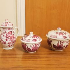 Rauenstein lidded sugar  bowls & Tettau jug antique porcelain  made in Germany 18th century to the early 19th century