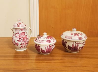 Rauenstein lidded sugar  bowls & Tettau jug antique porcelain  made in Germany 18th century to the early 19th century