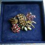 Vintage 1950s Gold Tone Rainbow  Crystal Rhinestone Floral Spray Brooch Image 8