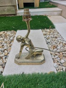 art deco brass naked lady lamp